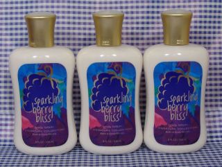 3 Bath Body Works Sparkling Berry Bliss Body Lotion Hand Cream 8 Oz