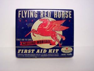 RARE Flying Red Horse Pegasus Mobilgas Mobiloil First Aid Kit