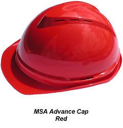 New MSA Advance Vented Hardhat Hard Hat Red