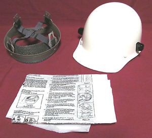 Vintage MSA Skullguard White Fiberglass Hard Hat w Suspension Liner Nice