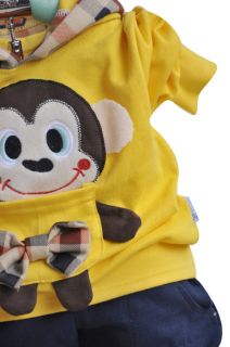 Cute Monkey Set 2pcs Set Hoody Pants Baby Boy Clothes Girls Outfits 8 32months