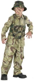 Boys Army Soldier Camo Outfit Kids Halloween Costume S