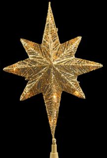 12" Lighted Gold Glitter Star Christmas Tree Topper