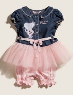 Guess Designer Baby Girl Clothes Dress Shorts Navy Blue Pink 6M 3 6 Months