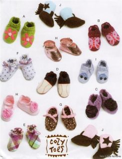 McCalls 6342 Sewing Pattern Cozy Toes Infant Baby Shoes Booties Boots 10 Designs