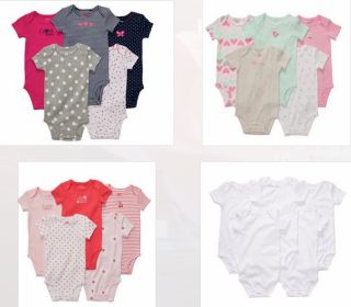 New Carter's Baby Girl Clothes 5 Short Sleeve Bodysuits NB 3 6 9 12 18 24 Months