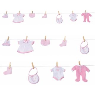 4ft Baby Shower Girl Pink Fabric Clothes Line Garland Decoration