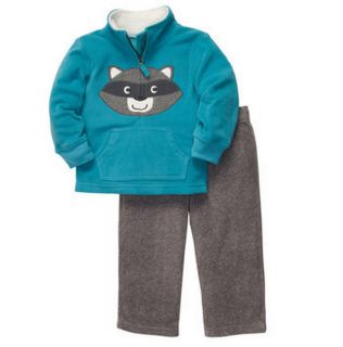 Carters Baby Boy Clothes Set Fleece Top Pants Blue Gray 3 6 9 12 18 24 Month
