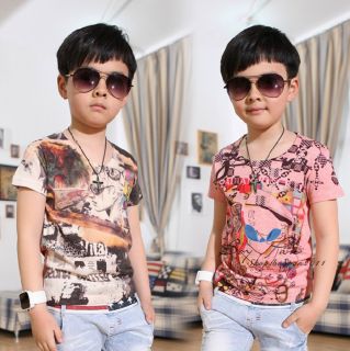 New Kids Toddlers Cool Boys Clothes Fashion Doodle Design T Shirts Tops AGES2 7Y