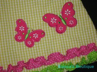 New "Yellow Pink Butterflies" Gingham Dress 18M Girls Baby Summer Clothes