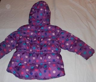 Faded Glory Toddler Girl's Purple Polka Dot Winter Snow Coat Size 24 Months
