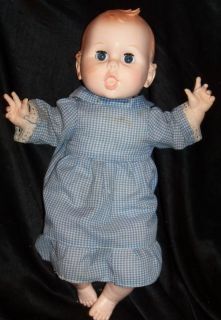 Vtg 1989 Gerber Baby Doll Vinyl 16" Dress Clothes Toy Blue Sleepy Eyes