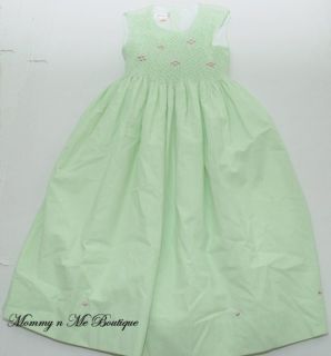 Girls Strasburg Green Smocked Sleeveless Dress 12