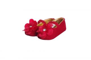 Baby Girls Red Velvet Mary Jane Ballet Flats Christmas Shoes 3 6 9 Months New