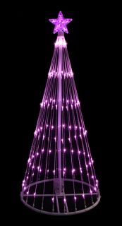 4' Pink LED Light Show Cone Christmas Tree Lighted Yard Art Decoration