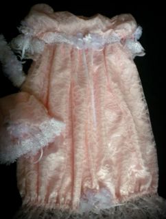 Christening Gown Sleeper Layette Victorian Bonnet Dress Newborn Baby Reborn