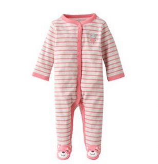 Carters Baby Girl Clothes Pajama Sleepwear Pink Beige Mouse 3 6 9 Months