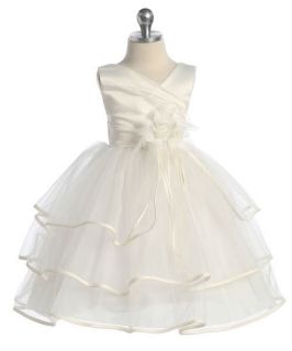 V Chic Baby 2 4 5 6 8 9 10 Tulle Wedding Pageant Flower Girl Dress Ivory White