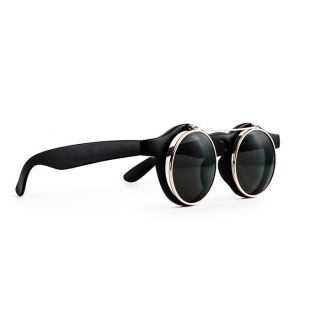 Black Gold Steampunk Round Circle Sunglasses Glasses Costume Optics Goggles S145