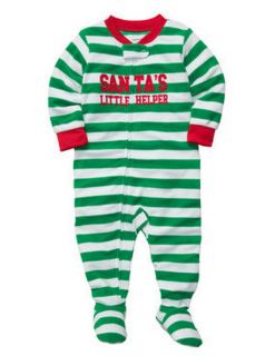 Carters Baby Boy Clothes Sleepwear Pajama Green Santa 12 18 24 Months
