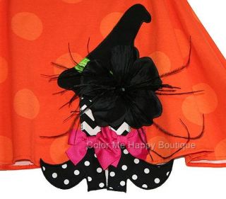 New Girls Boutique Peaches N Cream 5 Witch Hat Chevron Halloween Dress Clothes