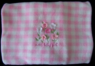 Carters Pink White Gingham Sweet Baby Girl Flowers Baby Blanket Just One Year