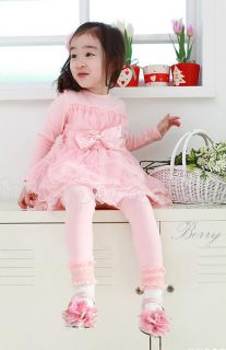 New Kids Toddlers Girls Light Pink Green Flower Princess Tutu Dress AGE2 7yrs