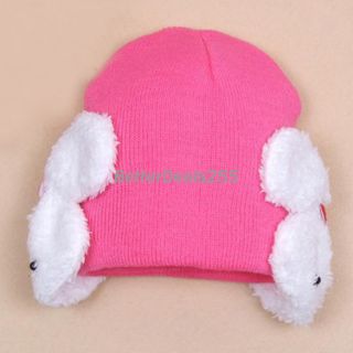 Winter Ear Flap Warm Beanie Cap Crohet Rabbit Hat Baby Boys Girl Toddler Kids