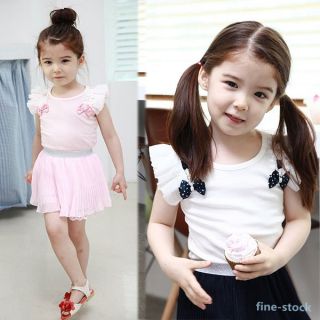 2 Pcs Kids Princess Girls Ruffled Tops Pleated Skirt Outfits Set Clothes 1 6Y