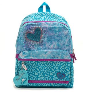 Twinkle Toes Teal Purple Print Sparkle Light Up Heart Girls Backpack