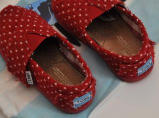 Tiny Toms Red White Polka Dot Classic Slip on Shoes Toddler Size 7