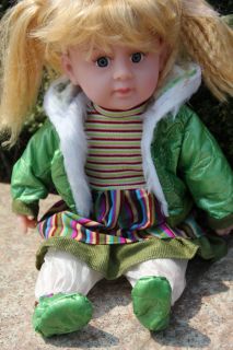 Hot Selling Wonderful Singing Baby Girl Doll with Green Clothes