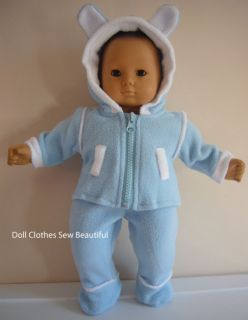 Doll Clothes Fits Bitty Baby Boy Blue Fleece Winter Set