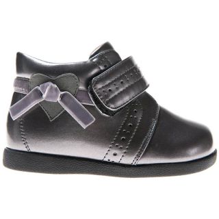 Girls Kids Toddler Infants Childrens Patent Leather Shoes Dark Grey Gunmetal