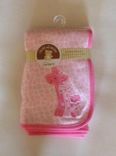 Carters Baby Girl Swaddle Blanket Pink Giraffe Print 30x30 In