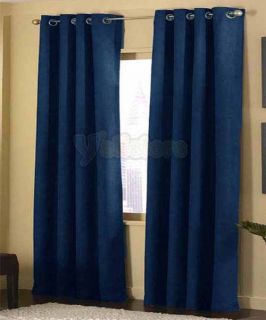 Navy 2pcs 40"x 84" Micro Suede Grommet Panels Curtains Window Coverings Drapes