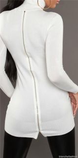 Sexy Women's Zip Back Mini Dress Polo Long Jumper One Size Fits s M L