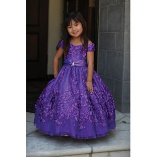 Angels Garment Purple Dress Size 4T Toddler Girl Tulle Ribbon Sequin