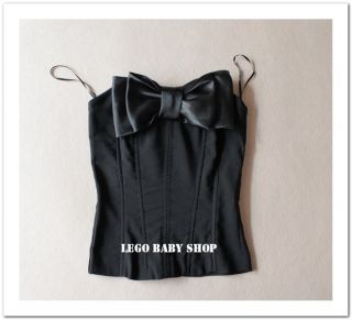 Women Black Sexy Corset Tube Top with Bow