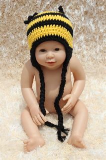 New Cute Cotton Handmade Baby Knit Crochet Bee Hat Cap Newborn Photo Prop Gift