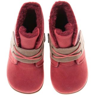 Girls Boys Toddler Childrens PU Suede Leather Boots Peach Coral Pink