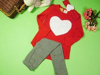 Girls Outfits Baby Toddlers Sweet Heart Shirt Top Headband Leggings Set Age 2 7Y