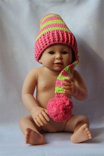 Cute Newborn Baby Crochet Knit Christmas Beanie Hat Girl Boy Pink Green New