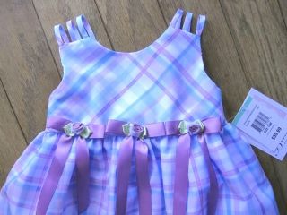 Girls Purple Blue Dress Plaid Bonnie Baby Sz 18 Months