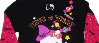 Little Girls Hello Kitty Halloween Shirt Long Sleeve Cat Witch Top Tee Costume