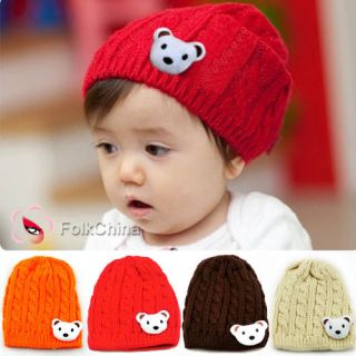 Baby Girl's Boy's Cute Bear Braid Style Beanie Winter Hat Cap 4 Colour Available