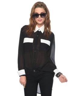 Womens European Fashion Collar Pocket Chiffon Long Sleeve Shirt Blouse B3995MS