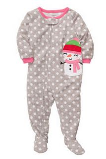 Carters Baby Girl Sleepwear Pajama Gray Fleece Snow Women 12 18 24 Months