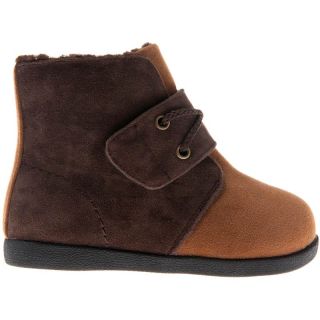 Girls Boys Toddler Childrens PU Suede Leather Boots Two Tone Brown