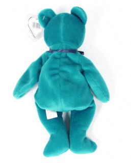 Candy Spelling's Beanie Baby New Face Teal Green Teddy Bear '93 1st Gen Tush Tag